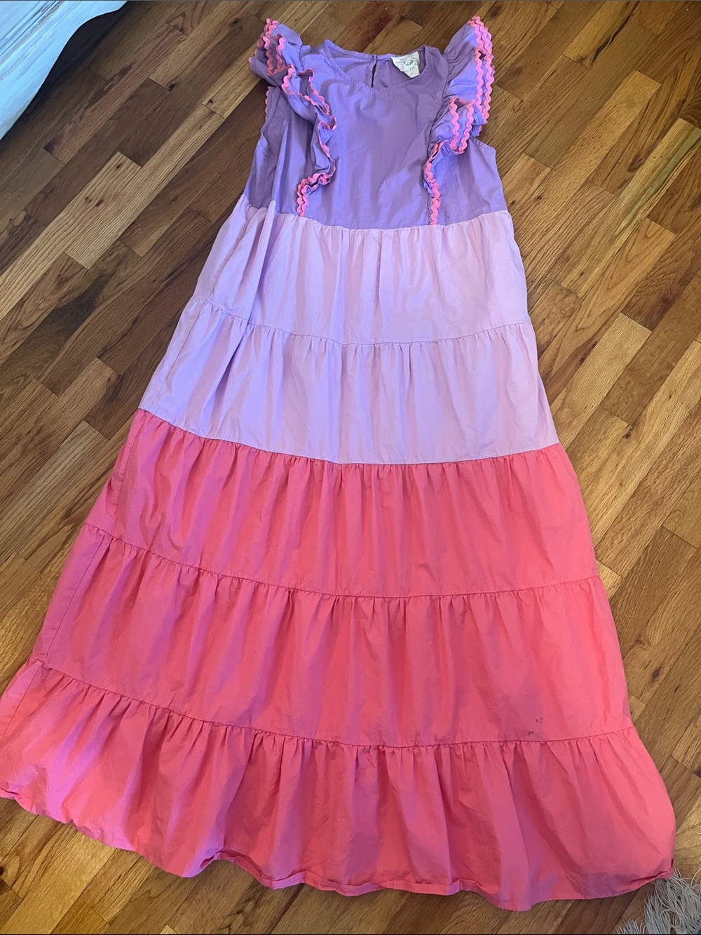Colorblock Pink & Lavender Tiered Maxi Dress